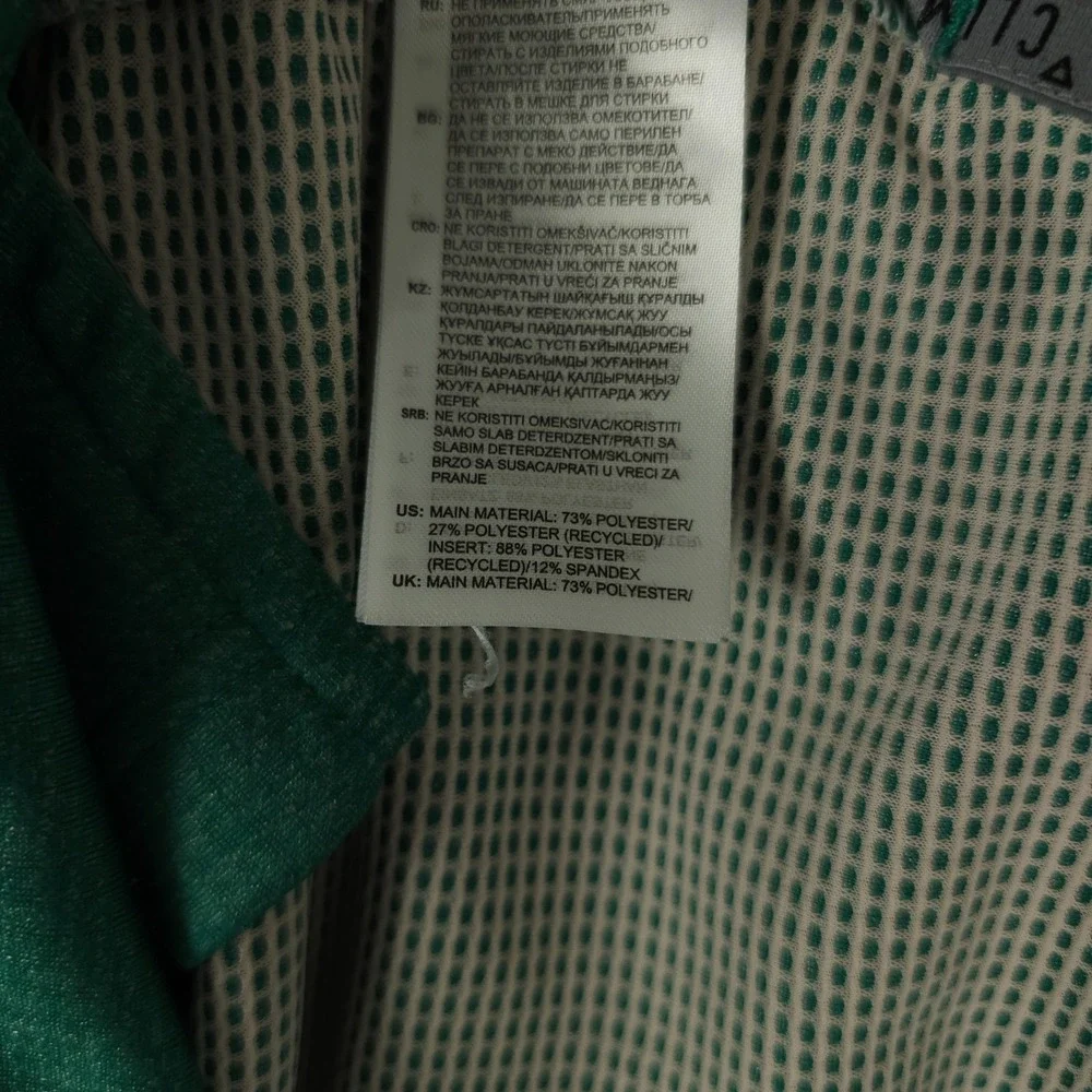 Adidas Polo Shirt Mens Medium Green Climachill Performance Wolf 1885‎ Logo Golf
